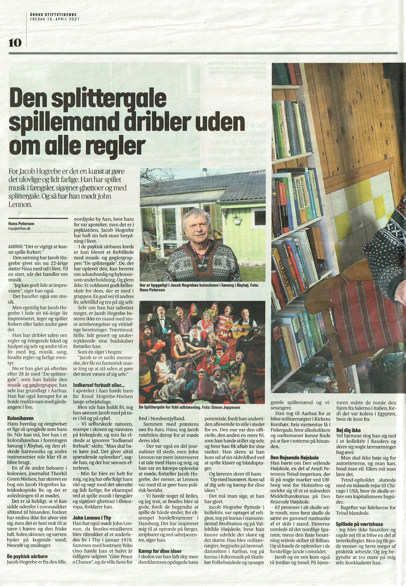 Aarhus Stiftstidende 16. april 2021 Baggårdsmusikanterne